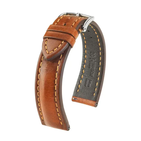 HIRSCH Lucca - Leather Watch Strap - Golden Brown