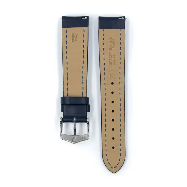 HIRSCH Heavy Calf - Leather Watch Strap - Blue - Image 3
