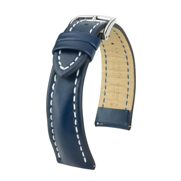 HIRSCH Heavy Calf - Leather Watch Strap - Blue