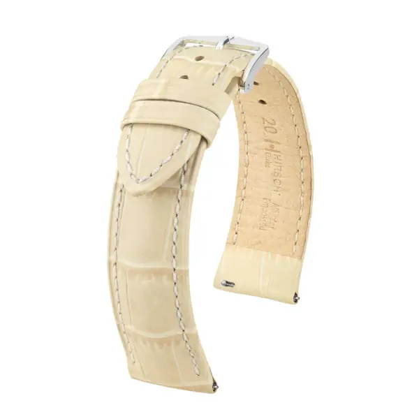 HIRSCH Duke - Alligator Embossed Watch Strap - Beige