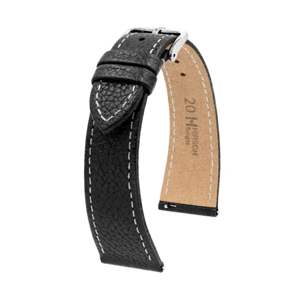 HIRSCH Bologna - Leather Watch Strap - Black