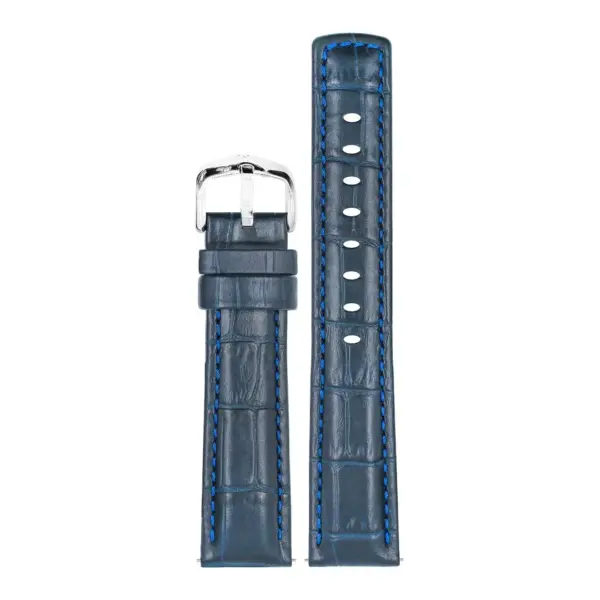 HIRSCH Grand Duke - Alligator Embossed Watch Strap - Blue - Image 2