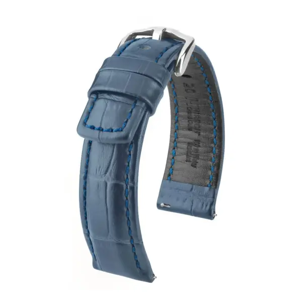 HIRSCH Grand Duke - Alligator Embossed Watch Strap - Blue