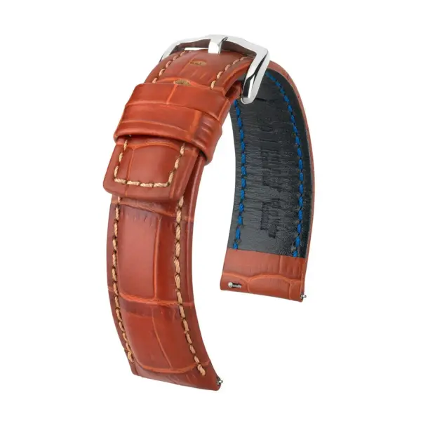 HIRSCH Grand Duke - Alligator Embossed Watch Strap - Golden Brown