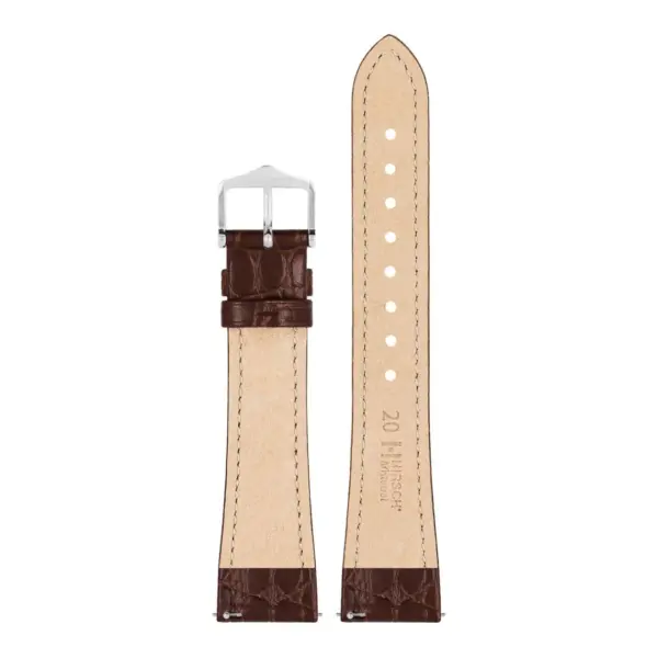 HIRSCH Aristocrat - Crocodile Embossed Watch Strap - Brown - Image 3