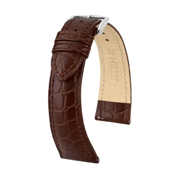 HIRSCH Aristocrat - Crocodile Embossed Watch Strap - Brown