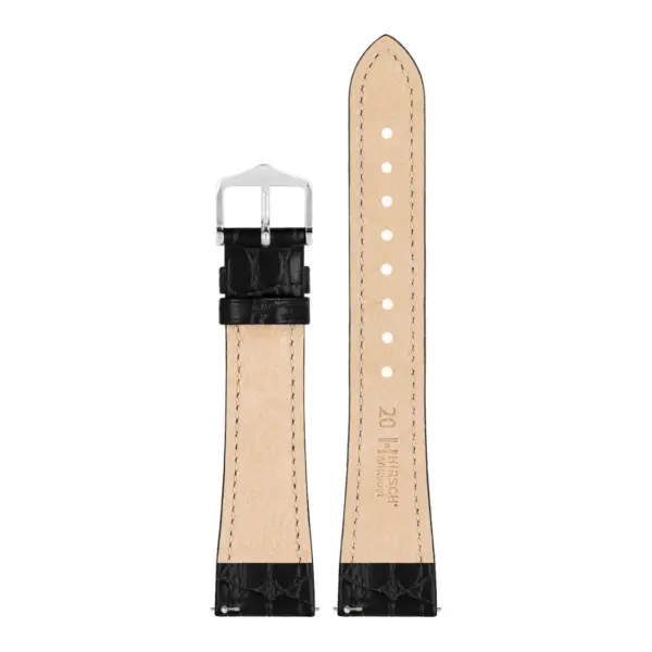 HIRSCH Aristocrat - Crocodile Embossed Watch Strap - Black - Image 3