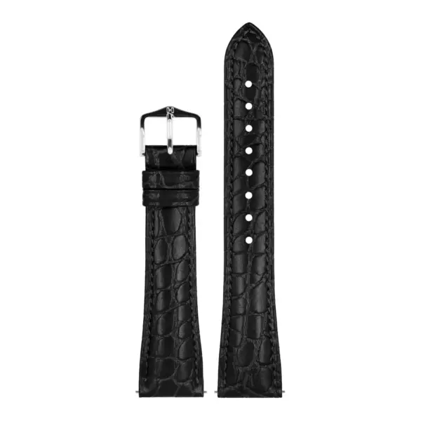 HIRSCH Aristocrat - Crocodile Embossed Watch Strap - Black - Image 2