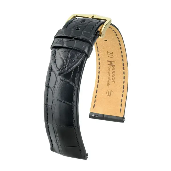 HIRSCH Genuine Alligator - Leather Watch Strap - Black