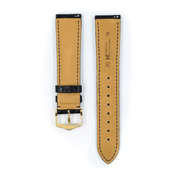 HIRSCH Genuine Alligator - Leather Watch Strap - Black - Image 3
