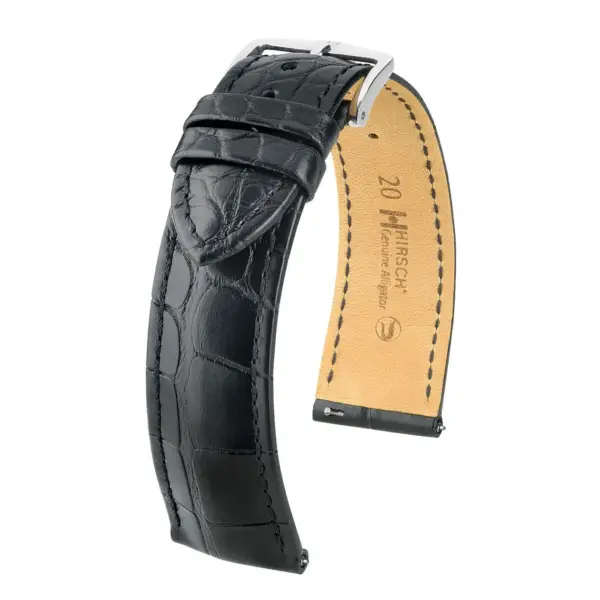 HIRSCH Genuine Alligator - Leather Watch Strap - Black - Image 4