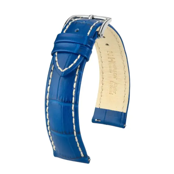 HIRSCH Modena - Alligator Embossed Watch Strap - Royal Blue
