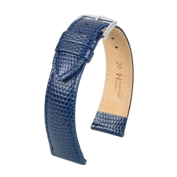 HIRSCH Rainbow - Lizard Embossed Watch Strap - Blue