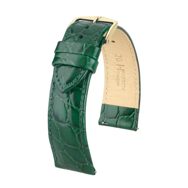 HIRSCH Crocograin - Crocodile Embossed Watch Strap - Green