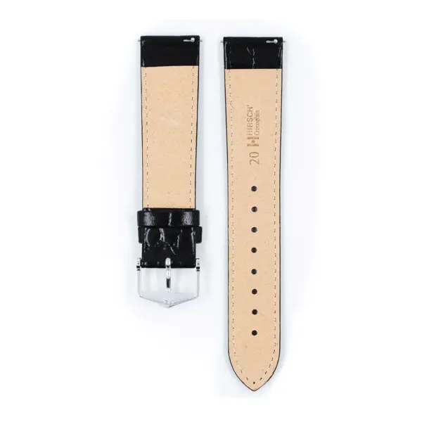 HIRSCH Crocograin - Crocodile Embossed Watch Strap - Black - Image 3