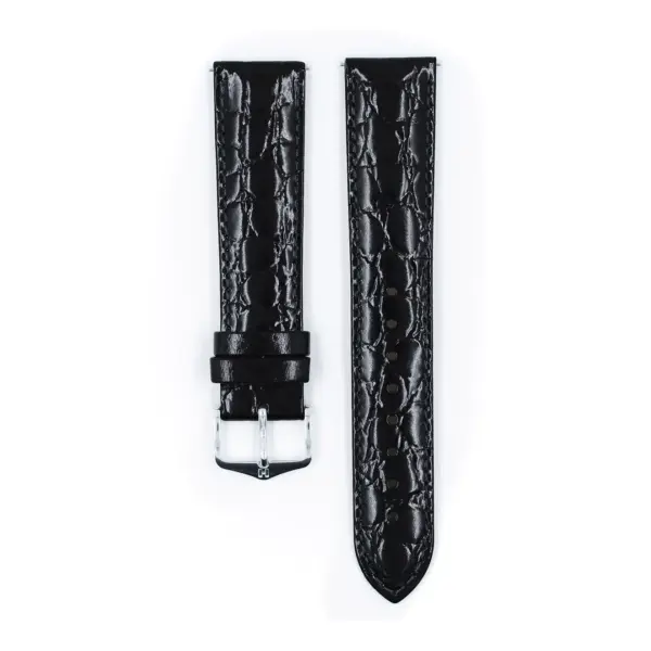 HIRSCH Crocograin - Crocodile Embossed Watch Strap - Black - Image 2