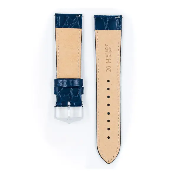 HIRSCH Crocograin - Crocodile Embossed Watch Strap - Blue - Image 3