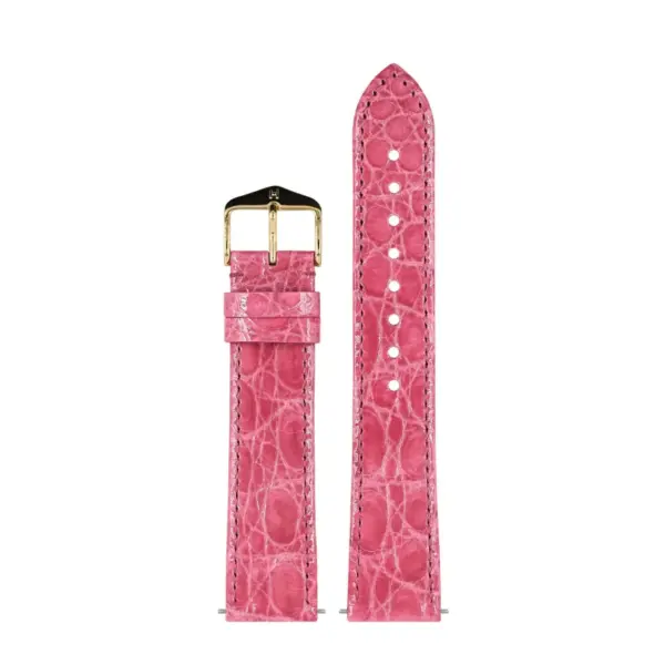 HIRSCH Genuine Croco - Caiman Leather Watch Strap - Pink - Image 2