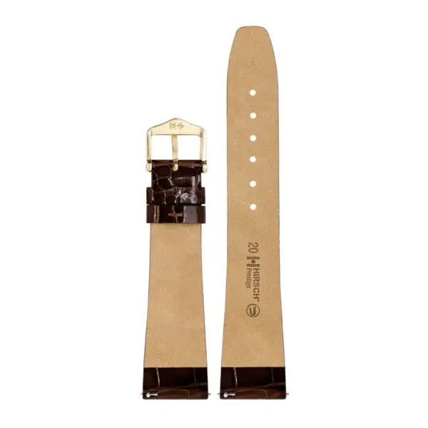 HIRSCH Prestige Alligator - Leather Watch Strap - Brown Shiny - Image 2