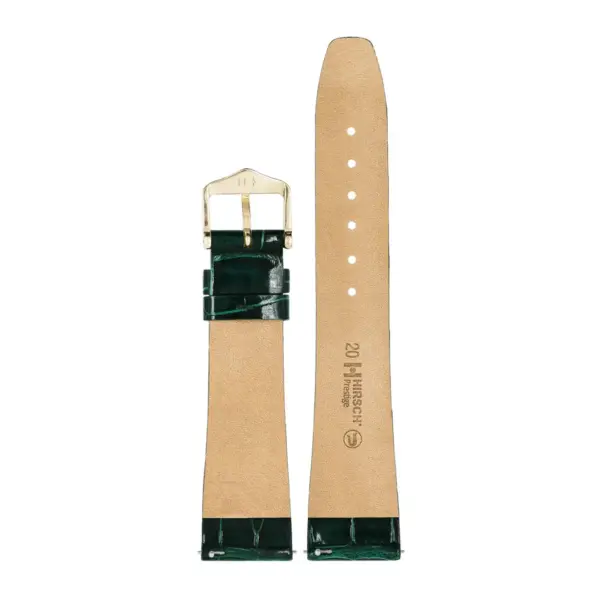 HIRSCH Prestige Alligator - Leather Watch Strap - Dark Green Shiny - Image 3