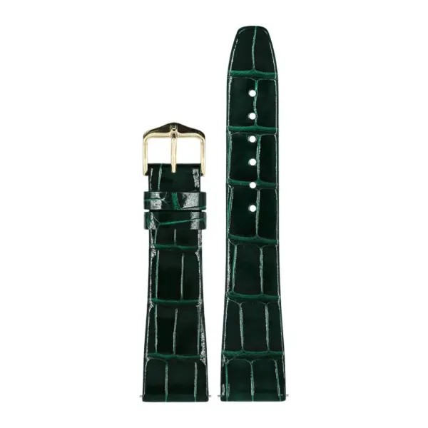 HIRSCH Prestige Alligator - Leather Watch Strap - Dark Green Shiny - Image 2
