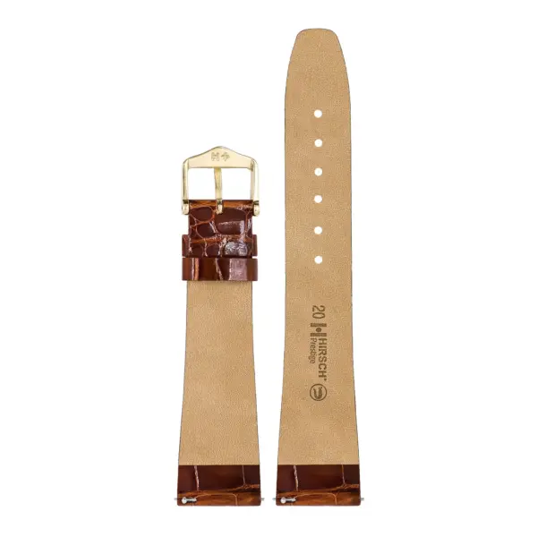 HIRSCH Prestige Alligator - Leather Watch Strap - Golden Brown Shiny - Image 3