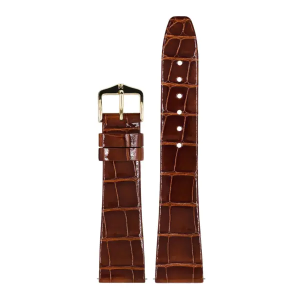 HIRSCH Prestige Alligator - Leather Watch Strap - Golden Brown Shiny - Image 2