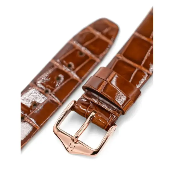 HIRSCH Prestige Alligator - Leather Watch Strap - Golden Brown Shiny - Image 5
