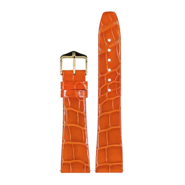 HIRSCH Prestige Alligator - Leather Watch Strap - Orange Shiny - Image 2