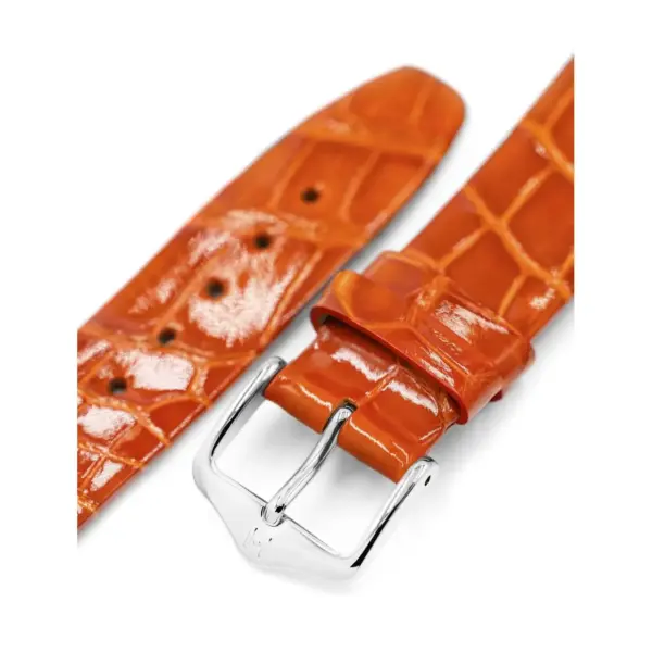 HIRSCH Prestige Alligator - Leather Watch Strap - Orange Shiny - Image 4