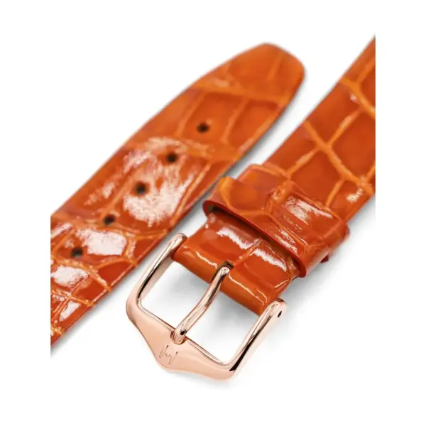HIRSCH Prestige Alligator - Leather Watch Strap - Orange Shiny - Image 5