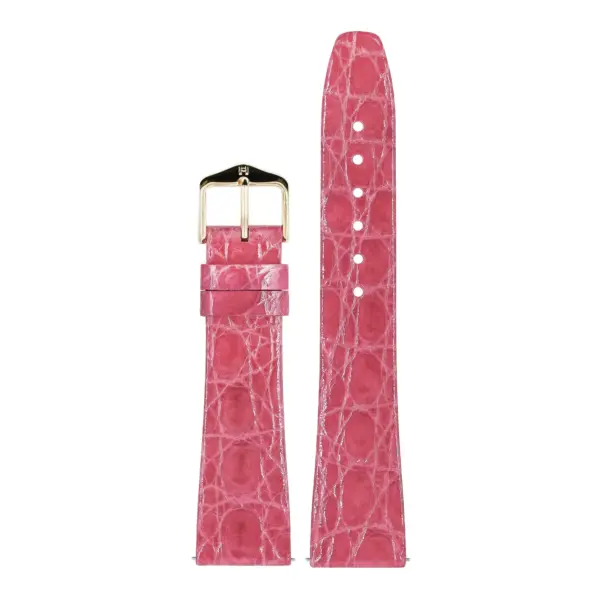 HIRSCH Prestige Croco - Leather Watch Strap - Pink Shiny - Image 2