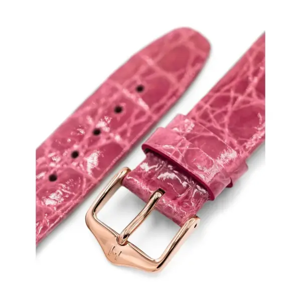 HIRSCH Prestige Croco - Leather Watch Strap - Pink Shiny - Image 5