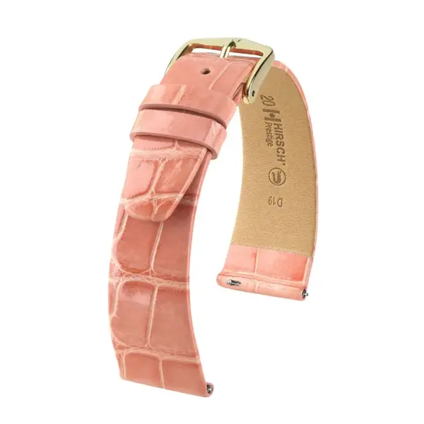 HIRSCH Prestige Alligator - Leather Watch Strap - Rose Shiny