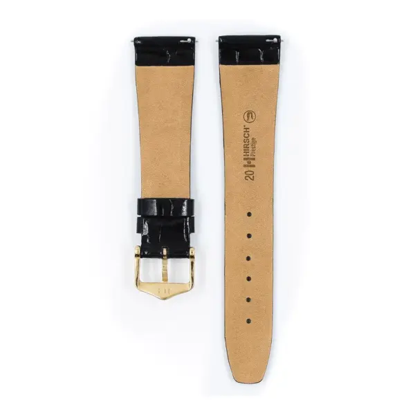 HIRSCH Prestige Alligator - Leather Watch Strap - Black Shiny - Image 3