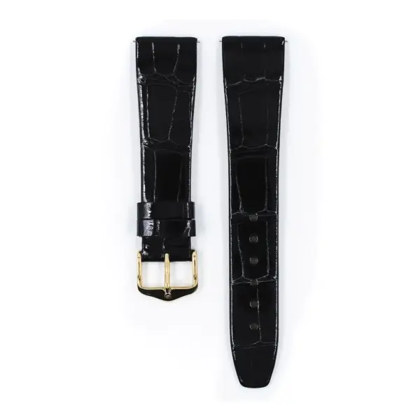 HIRSCH Prestige Alligator - Leather Watch Strap - Black Shiny - Image 2