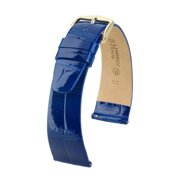 HIRSCH Prestige Alligator - Leather Watch Strap - Royal Blue Shiny
