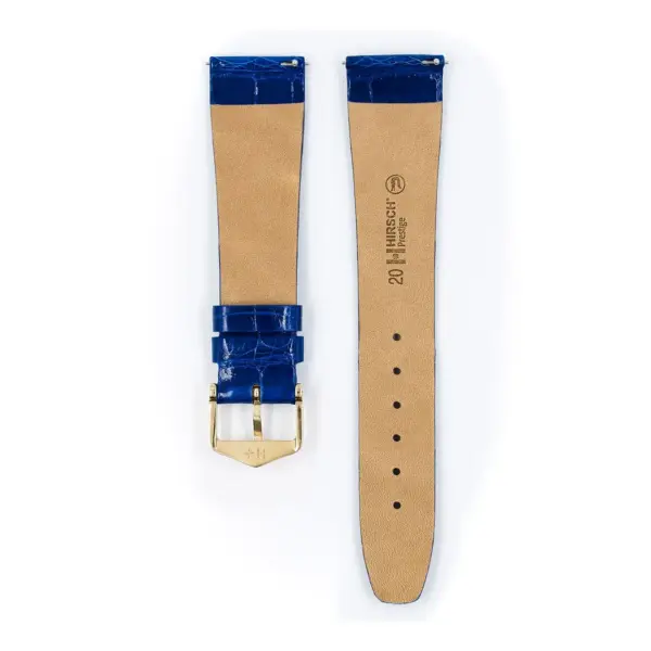 HIRSCH Prestige Alligator - Leather Watch Strap - Royal Blue Shiny - Image 3