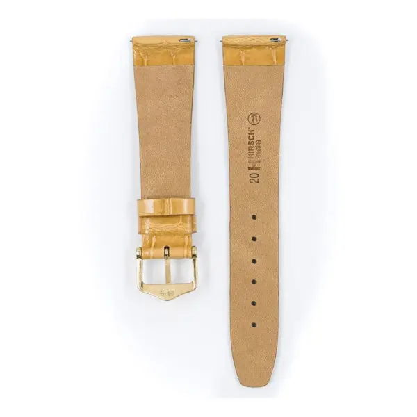 HIRSCH Prestige Alligator - Leather Watch Strap - Beige Shiny - Image 3
