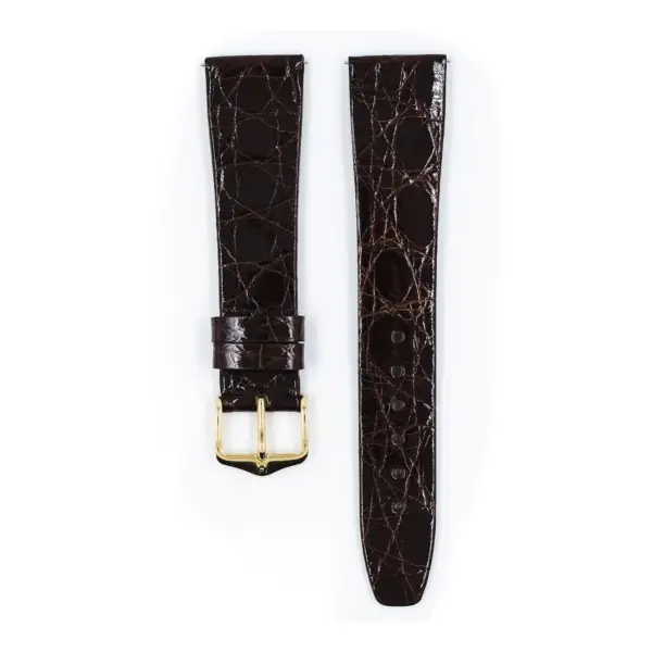 HIRSCH Prestige Croco - Leather Watch Strap - Brown Shiny - Image 2