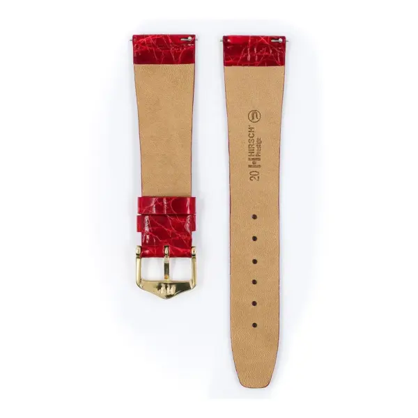 HIRSCH Prestige Croco - Leather Watch Strap - Red Shiny - Image 3