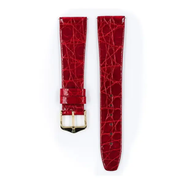 HIRSCH Prestige Croco - Leather Watch Strap - Red Shiny - Image 2