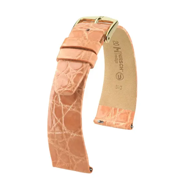 HIRSCH Prestige Croco - Leather Watch Strap - Rose Shiny