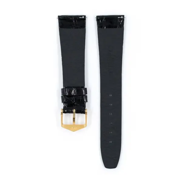 HIRSCH Prestige Croco - Leather Watch Strap - Black Shiny - Image 3