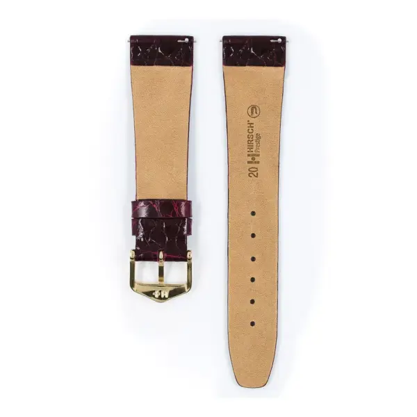 HIRSCH Prestige Croco - Leather Watch Strap - Wine Red Shiny - Image 3