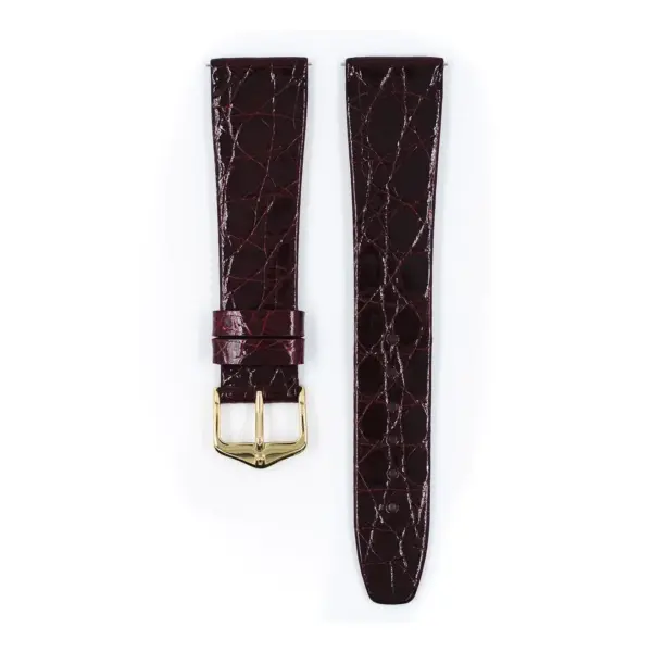 HIRSCH Prestige Croco - Leather Watch Strap - Wine Red Shiny - Image 2