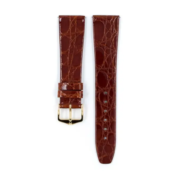 HIRSCH Prestige Croco - Leather Watch Strap - Golden Brown Shiny - Image 2
