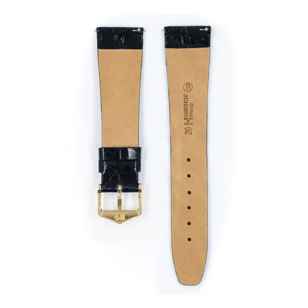 HIRSCH Prestige Croco - Leather Watch Strap - Blue Shiny - Image 3