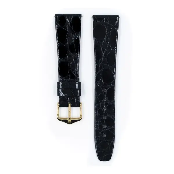 HIRSCH Prestige Croco - Leather Watch Strap - Blue Shiny - Image 2