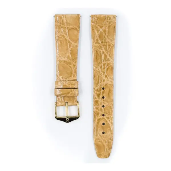 HIRSCH Prestige Croco - Leather Watch Strap - Beige Shiny - Image 2